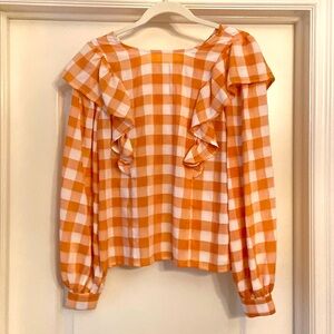 Fall top  Orange and white ruffle top